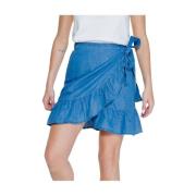 Denim Wrap Mini Nederdel Ruffles