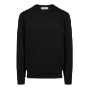 Slim fit sort sweatshirt i bomuld med logo broderi