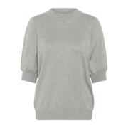 Feminin Plisseret Pullover Sweater Grå Melange