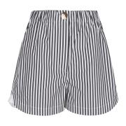 Sort Stribet Bomuld Bermudashorts