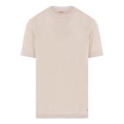 Beige Bomuld T-shirt med Lagdelte Detaljer