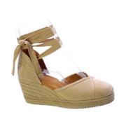 Beige Ruskind Espadriller med Lærdetaljer