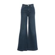 Blå Wide-Leg High-Waisted Jeans