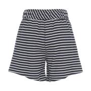 Blå Stribet Elastik Talje Bermuda Shorts