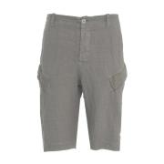 Grå Linned Cargo Shorts