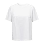 Hvid Bomuld Rund Hals T-shirt