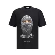 Sort Maske Print Bomuld T-Shirt