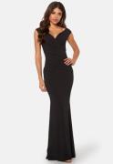 Goddiva Bardot Pleat Maxi Dress Black XL (UK16)