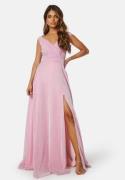 Goddiva Glitter Wrap Maxi Dress Pink S (UK10)