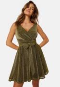 Goddiva Lurex Skater Dress Gold M (UK12)