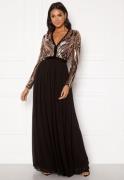 Goddiva Deep V Sequin Maxi Dress Champagne XS (UK8)