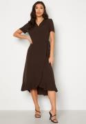 John Zack Short Sleeve Wrap Dress Chocolate XS (UK8)