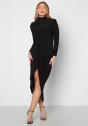 John Zack High Neck Rouch Maxi Dress Black XXS (UK6)