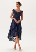 Goddiva Embroidered Lace Dress Navy L (UK12)