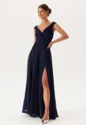 Goddiva Glitter Wrap Maxi Dress Navy S (UK10)