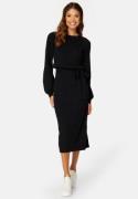 BUBBLEROOM Round Neck Rib Knitted Midi Dress Black 3XL