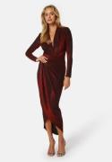 John Zack Glitter Long Sleeve Rouch Dress Red XL (UK16)