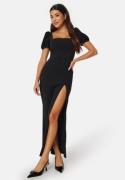 John Zack Puff Sleeve Maxi Dress With Split Black XL (UK16)