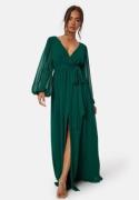 Goddiva Long Sleeve Chiffon Dress Dark green XS (UK8)