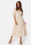 BUBBLEROOM Linen Blend Wrap Dress Light beige S