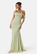 Goddiva Chiffon Off Shoulder Maxi Dress Light green XL (UK16)