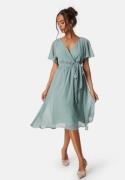 Goddiva Flutter Chiffon Midi Dress Sage Green M (UK12)