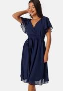 Goddiva Flutter Chiffon Midi Dress Navy M (UK12)