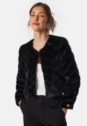 Chiara Forthi Short Party Faux Fur Jacket Black 42