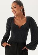 BUBBLEROOM Sparkling Puff Sleeve Top Black/Silver XL