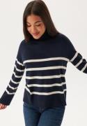 Pieces Pcsia Ls Rollneck Knit Sky Captain Stripes:white M