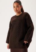 VILA Vikaia L/S OVERSIZE CABLE KNIT Coffee Bean S