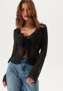 BUBBLEROOM Mesh Tie Cardigan Black L