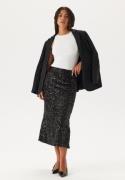 Pieces Pcserena Sequin Hw Midi Skirt Black Detail:black Detail L