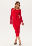 BUBBLEROOM Asymmetric Knitted Midi Dress Red XL