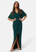 Bubbleroom Occasion Wrap Slit Maxi Dress Dark green XL