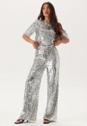 BUBBLEROOM Sequin Short Sleeve Top Silver M