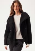 BUBBLEROOM High Neck Short Bouclé Coat Black M