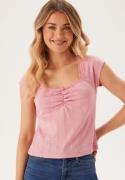 BUBBLEROOM Short Sleeve Pointelle Top Light pink XS