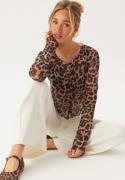 BUBBLEROOM Mesh Cardigan Top Leopard M