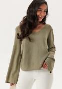 Happy Holly Linen Wide Sleeve Blouse Khaki green 44/46