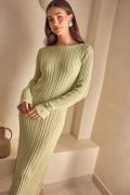 BUBBLEROOM Structure Knitted Dress Dusty green L