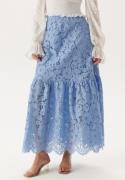 BUBBLEROOM Scalloped Lace Edge Maxi Skirt Light blue M