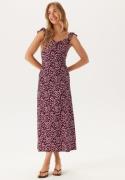 BUBBLEROOM Frill Maxi Dress Burgundy S