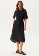 GANT Reg Linen Ss Shirt Dress Black 40