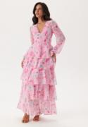 VERO MODA Vmfelicia Ls Ruffle Maxi Dress Pink Tulle Aop:flower Aop S
