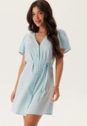 VERO MODA Vmlinn Ss V-neck Tie Short Dre Airy Blue Detail:melange M