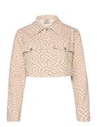 Short Jacket - Swirl Check Print Jakke Denimjakke Beige Barbara Kristo...