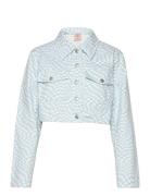 Short Jacket - Swirl Check Print Jakke Denimjakke Blue Barbara Kristof...