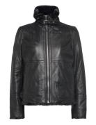 Alice Leather Bomber Jacket Læderjakke Skindjakke Black Jofama