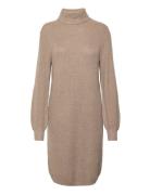 Objmalena L/S Rollneck Dress Kort Kjole Beige Object